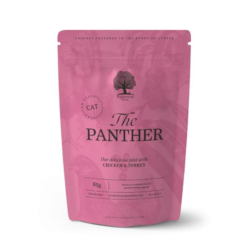 Pâtée ESSENTIAL PANTHER pour chat stérilisé, adulte ou inactif – 85g Pâtée ESSENTIAL PANTHER pour chat stérilisé, adulte ou inactif – 85g