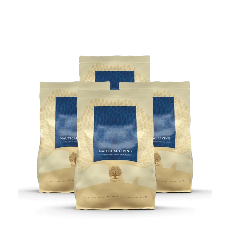 Croquettes Chien NAUTICAL LIVING Lot de 4 Sacs de 2.5 KG – Saumon, Truite, Hareng – Sans Céréales – ESSENTIAL FOODS Croquettes Chien NAUTICAL LIVING Lot de 4 Sacs de 2.5 KG – Saumon, Truite, Hareng – Sans Céréales – ESSENTIAL FOODS